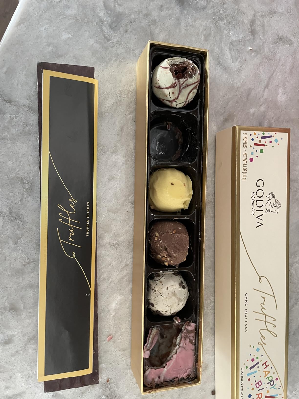 Godiva Chocolatier Birthday Assorted Chocolate Truffle Box, Gourmet Birthday Gift for Women and Men, Food Gift Basket Gourmet Candy with Creamy Ganache in Milk, White, Dark Chocolate, 12 pc customer photo 2