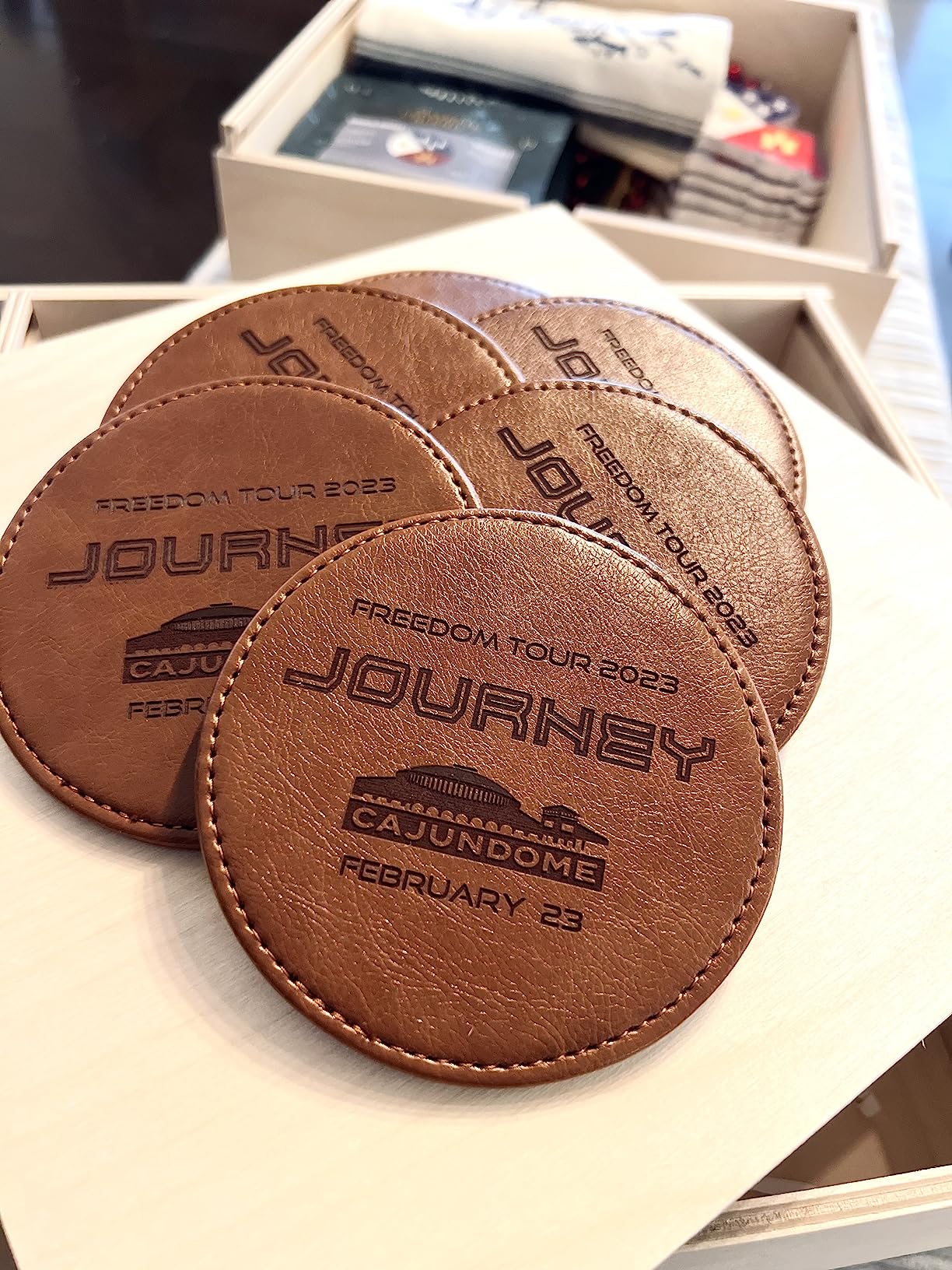 LAMOTI Leather Coasters for Drinks, 4 Inch Drink Coasters Set of 6 with Holder for Tabletop Protection, Handmade Luxurious Home Decor and Housewarming Gift (Brown) customer photo 2