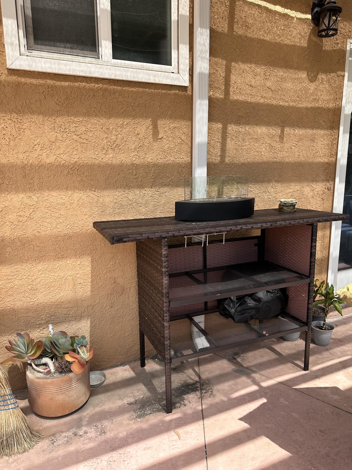 Best Choice Products Outdoor Patio Wicker Bar Counter Table Backyard Furniture w/ 2 Steel Shelves and 2 Sets of Rails - Gray customer photo 2