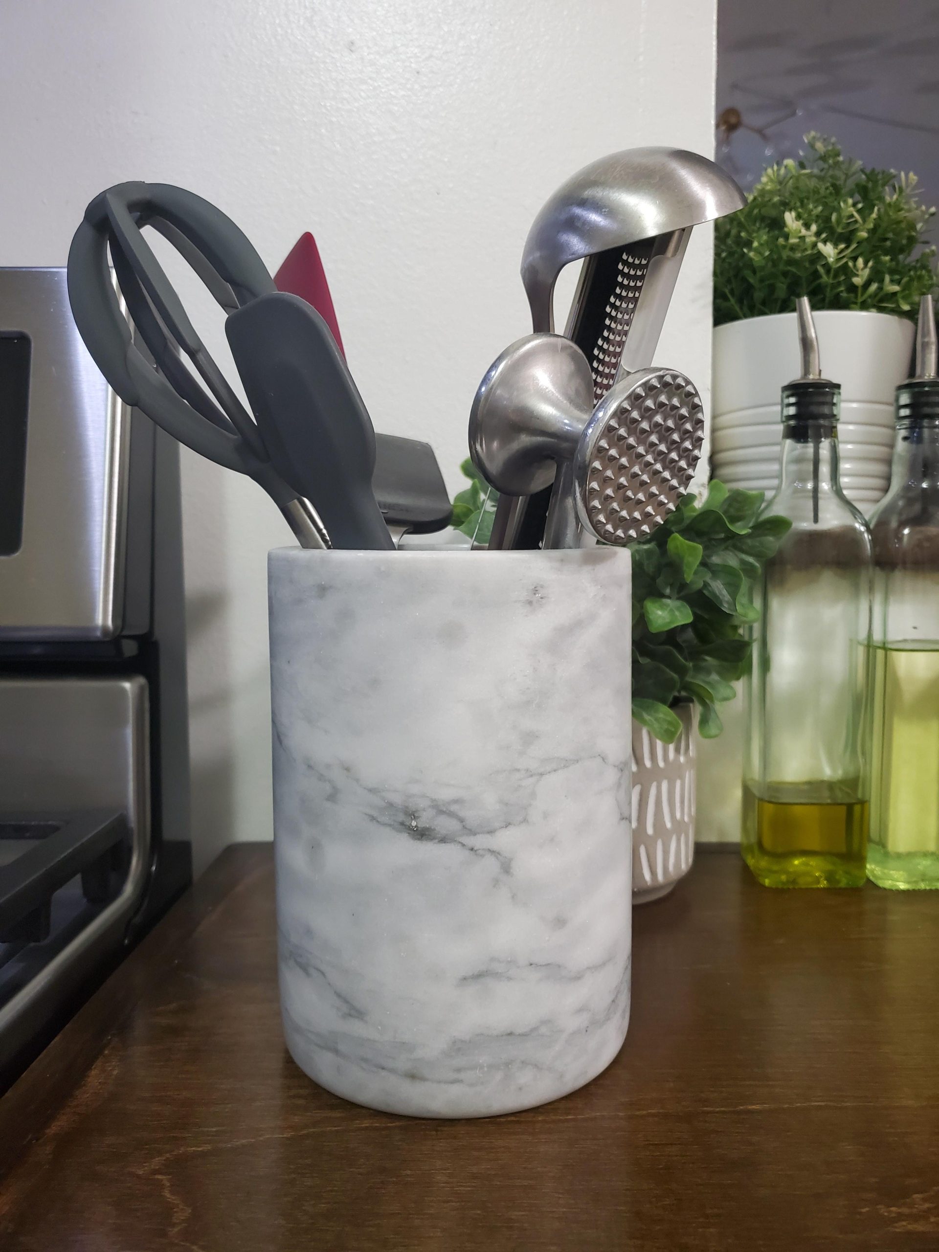 Flexzion Marble Wine Chillers for Bottles - Champagne Cooler & Multi-Purpose Marble Utensil Holder for Kitchen - Adaptable Stone Wine Bottle Chiller Bucket for Party, Bar, Home Decor, Black customer photo 1