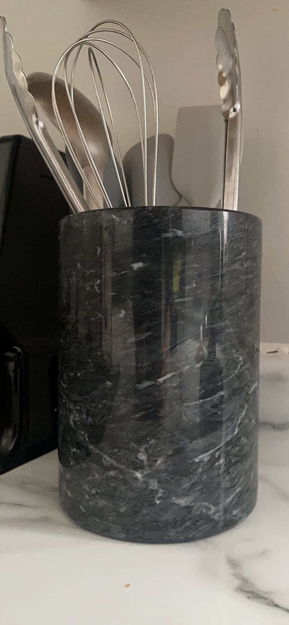Flexzion Marble Wine Chillers for Bottles - Champagne Cooler & Multi-Purpose Marble Utensil Holder for Kitchen - Adaptable Stone Wine Bottle Chiller Bucket for Party, Bar, Home Decor, Black customer photo 2