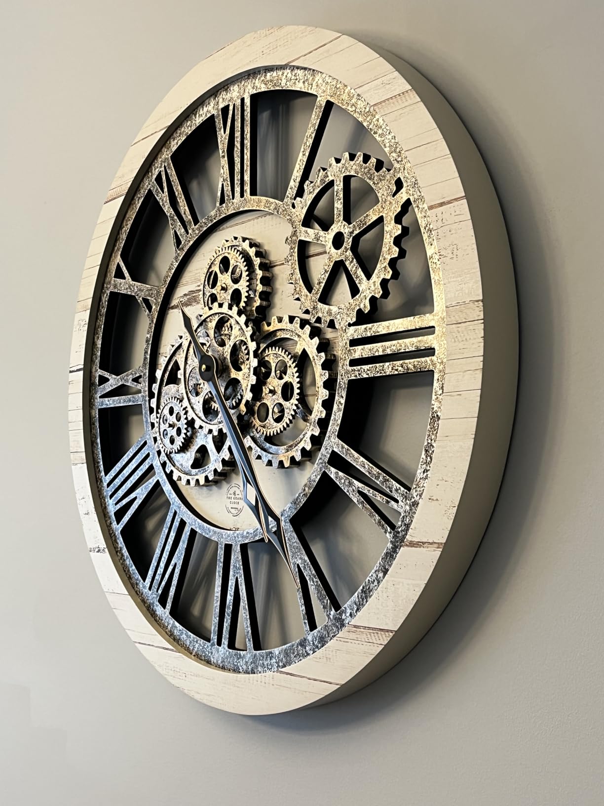 ImprovingLife The Gears Clock The Original Real Moving Gear Wall Clock Vintage Industrial Oversized Rustic Farmhouse (24 inch, Vintage Brown) customer photo 2