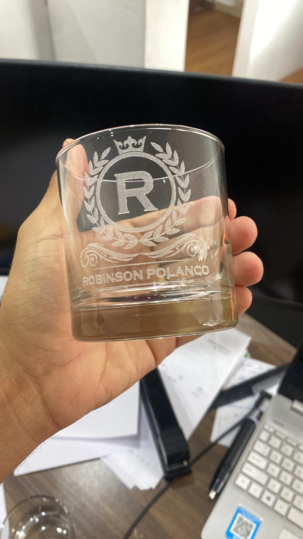 Personalized Whiskey Glass, Engraved Monogram Rocks Cocktail Glass, 10.25 oz Custom Bourbon Gift For Men customer photo 2