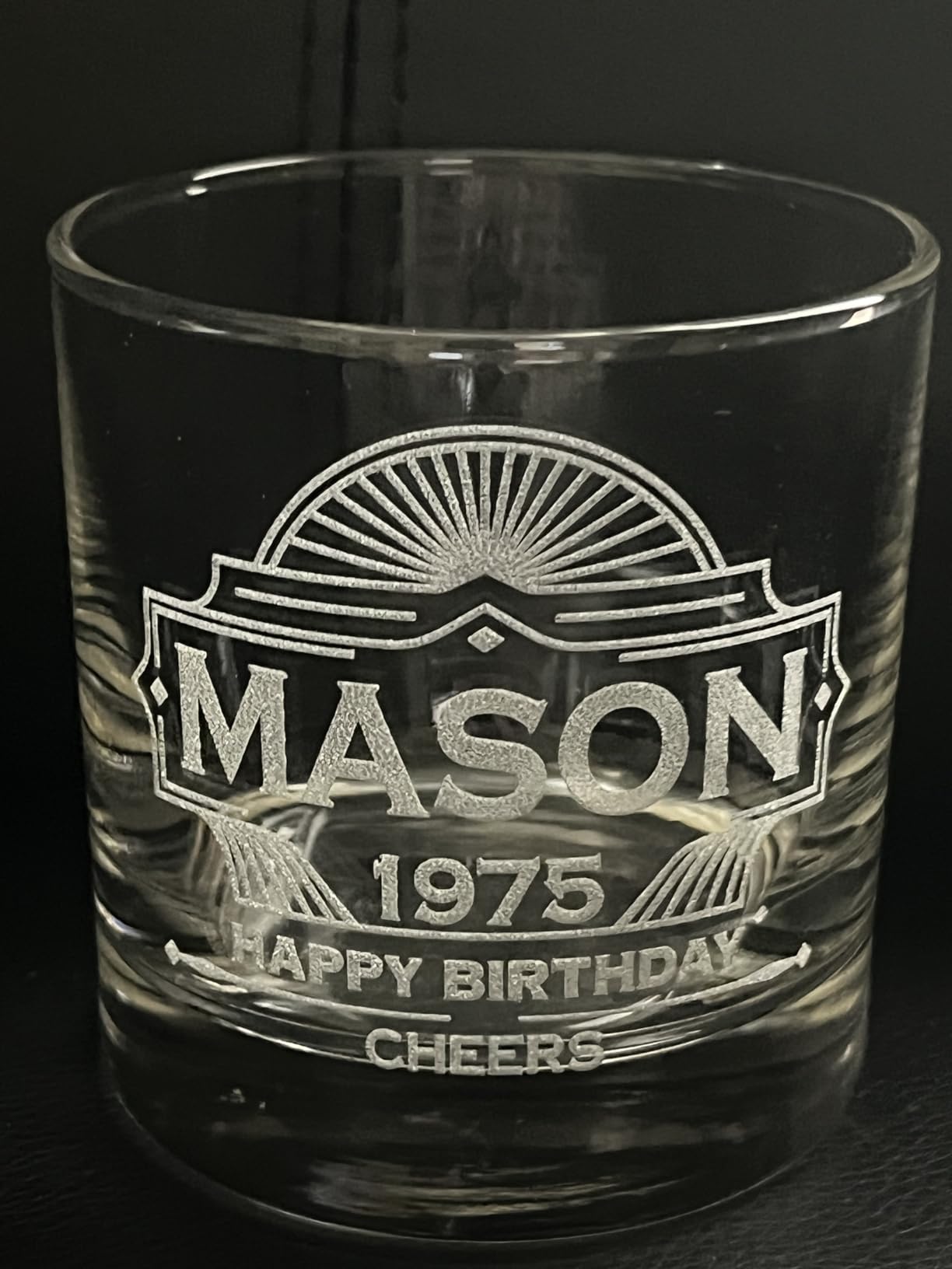 DaddyFactory Personalized Whiskey Glass For Men, Customized Engraved Etched Monogram Rocks Cocktail Glass, 10.25 oz Custom Whiskey Gift Glass Birthday Gift For Him, Aged To Perfection customer photo 2
