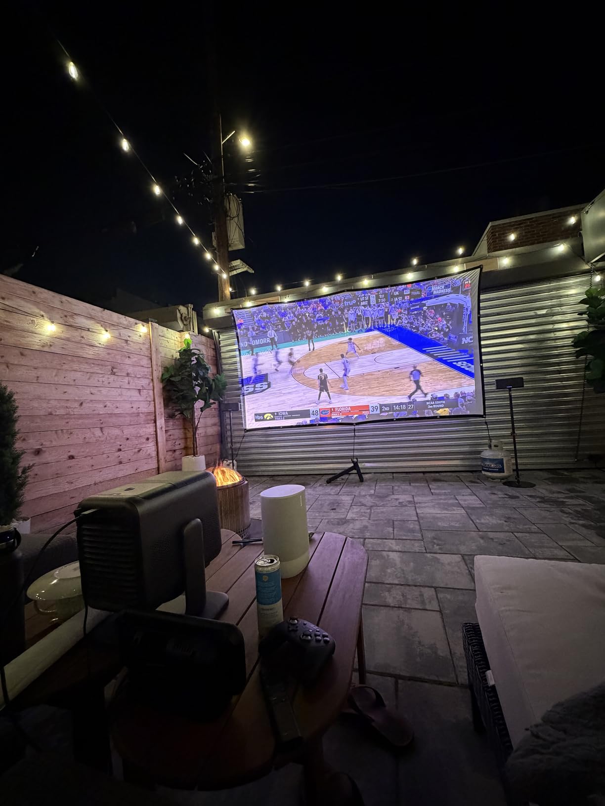 AAJK Outdoor Projector Screen 150 inch, Washable Projector Screen 16:9 Foldable Anti-Crease Portable Projector Movies Screen for Home Theater Outdoor Indoor Support Double Sided Projection customer photo 2