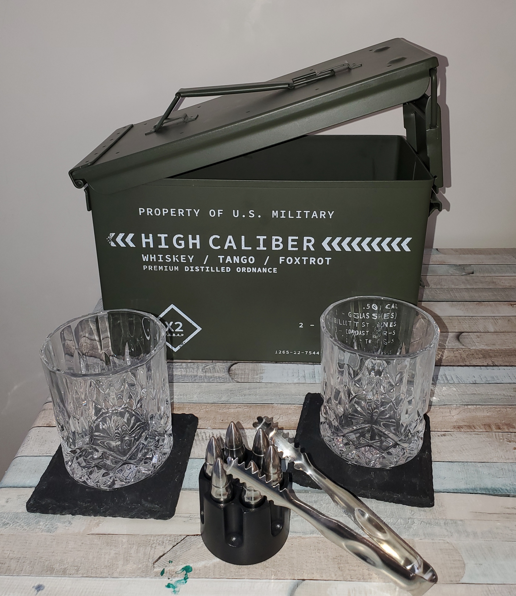 Titan LSO Whiskey Glasses and Stones in Unique Tactical Box Display | Bourbon Cocktail Cups, Coasters and Tongs | Gifts for Men | Glass Set customer photo 1