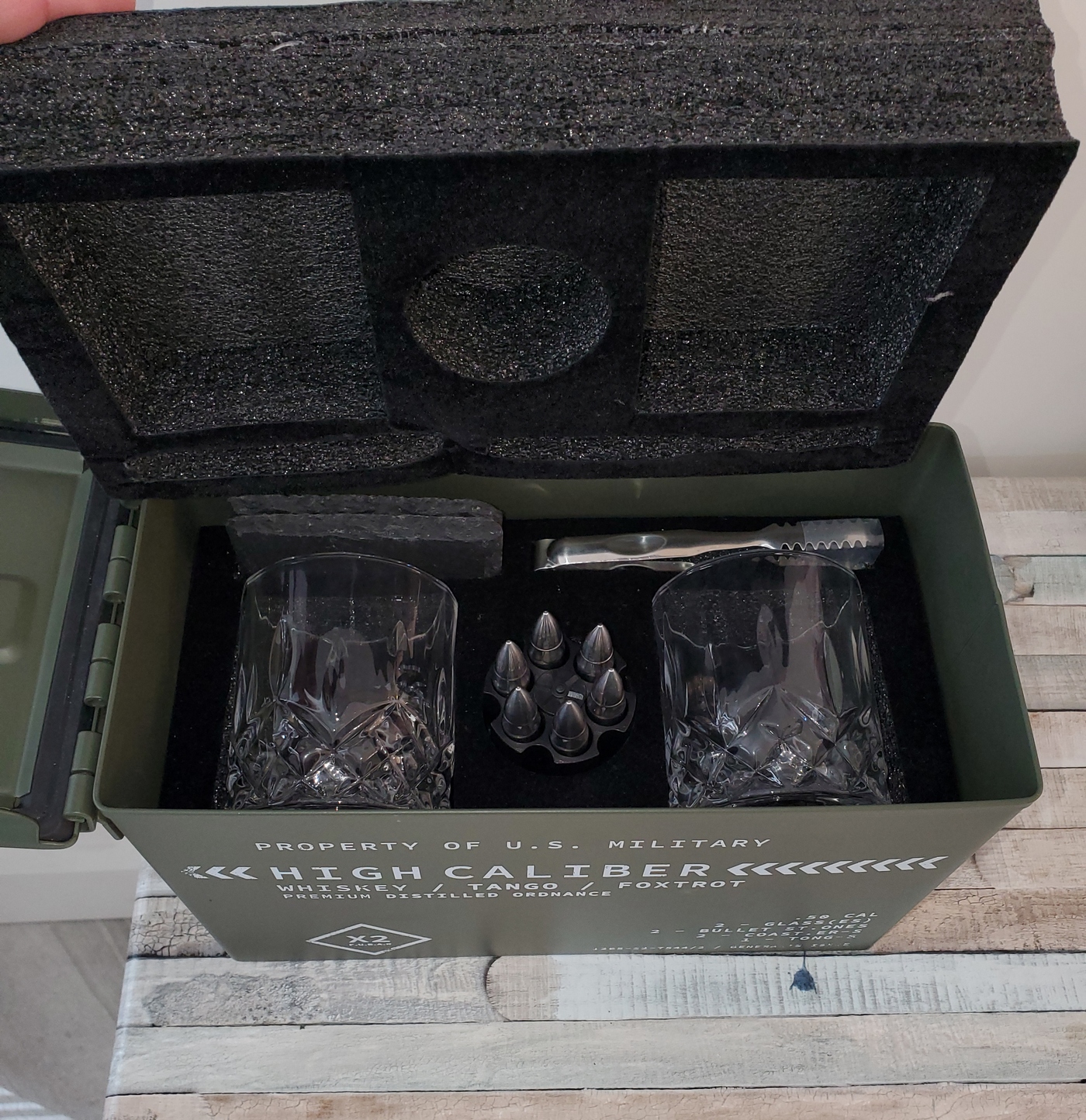 Titan LSO Whiskey Glasses and Stones in Unique Tactical Box Display | Bourbon Cocktail Cups, Coasters and Tongs | Gifts for Men | Glass Set customer photo 2