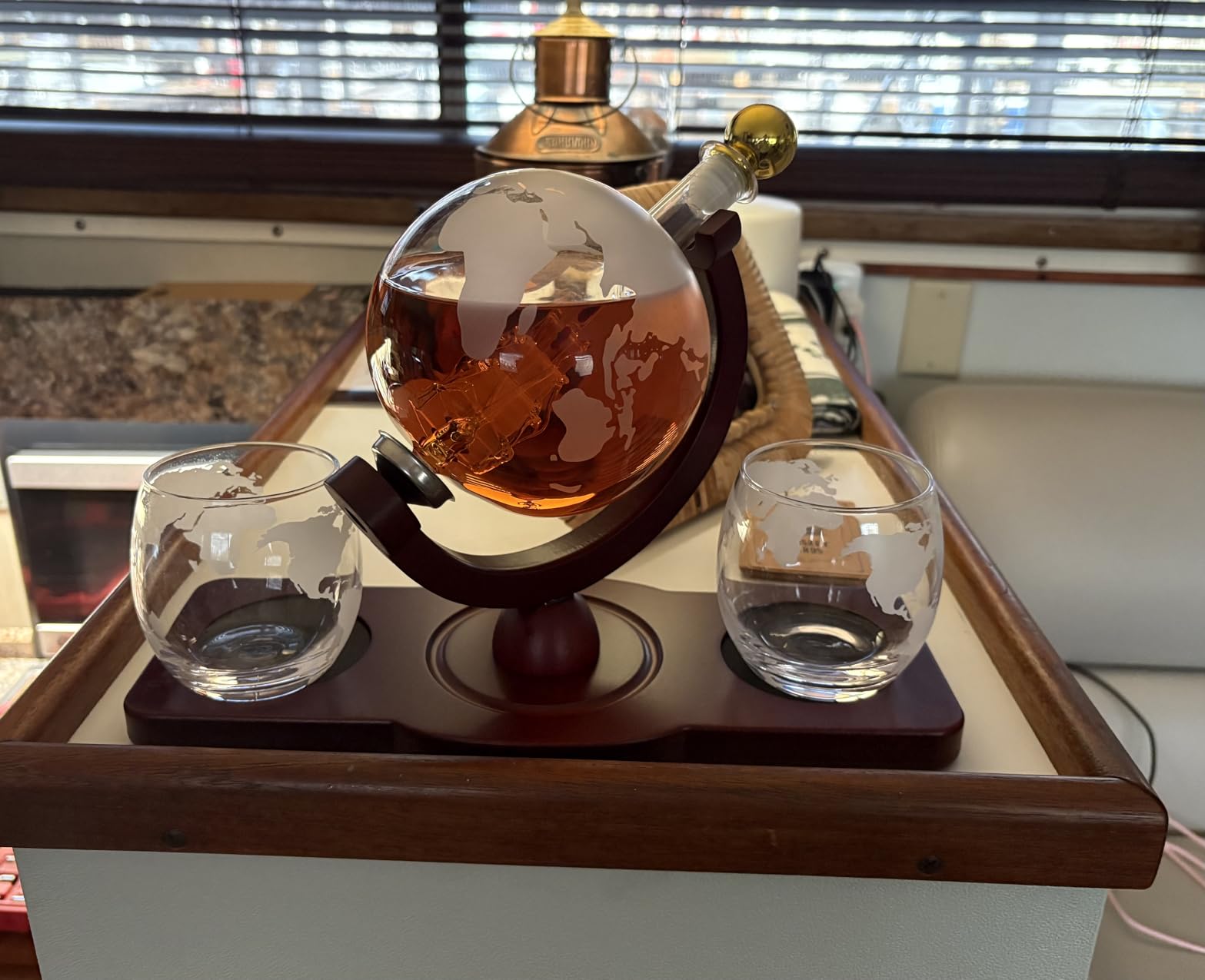 Gifts for Men Dad Husband from Wife Daughter Son, Unique Christmas Anniversary Birthday Gifts for Him, Whiskey Decanter Globe Set with 2 Glasses, Bourbon Scotch Liquor Cool Stocking Stuffers Presents customer photo 1