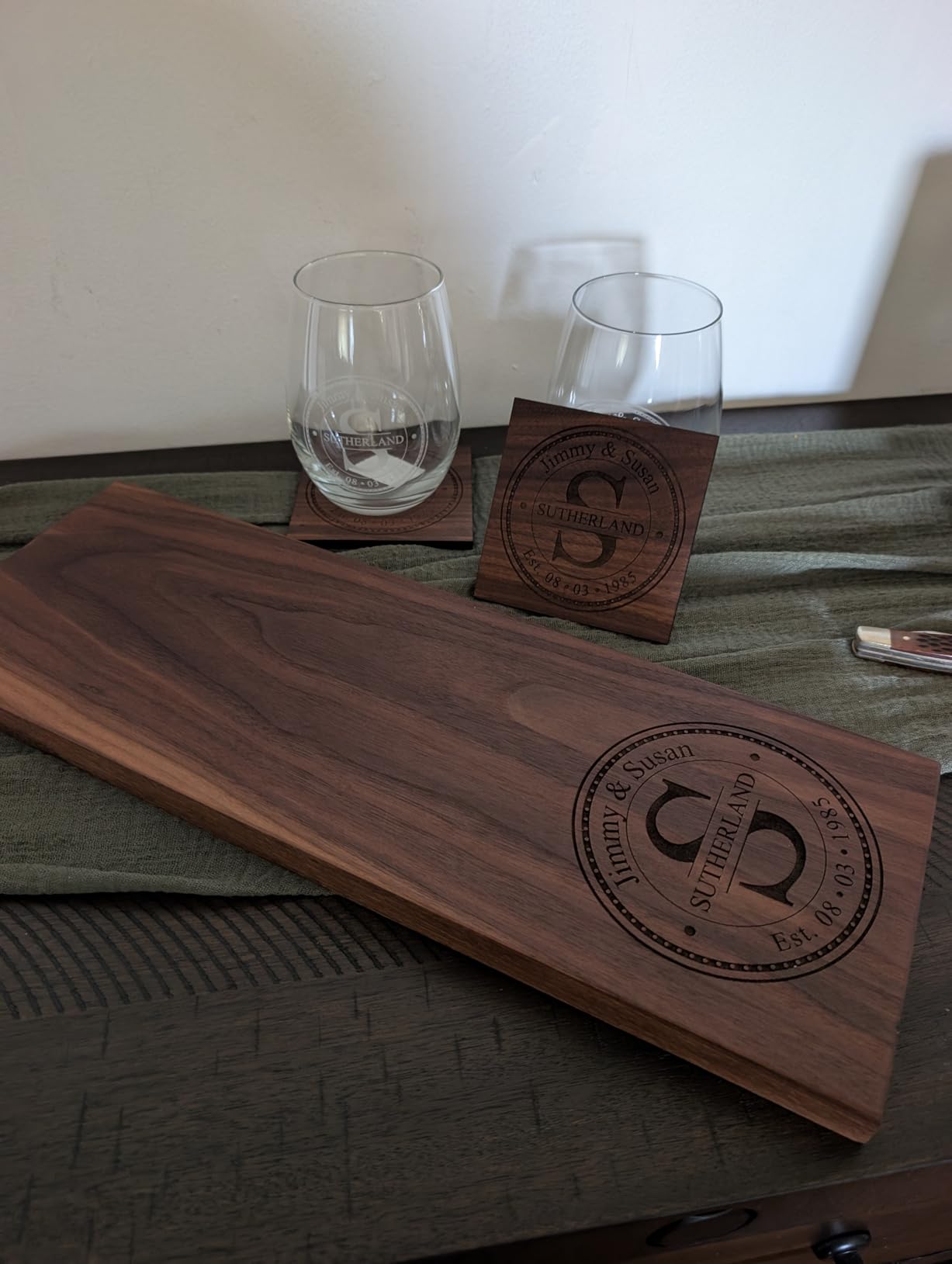 Personalized Coasters for Wedding Gifts, or Personalized Wooden Coaster Sets | Custom Coaster Set Options (2, 4, 6, 8, 16) | Handmade Wooden Coasters Made in The USA customer photo 2