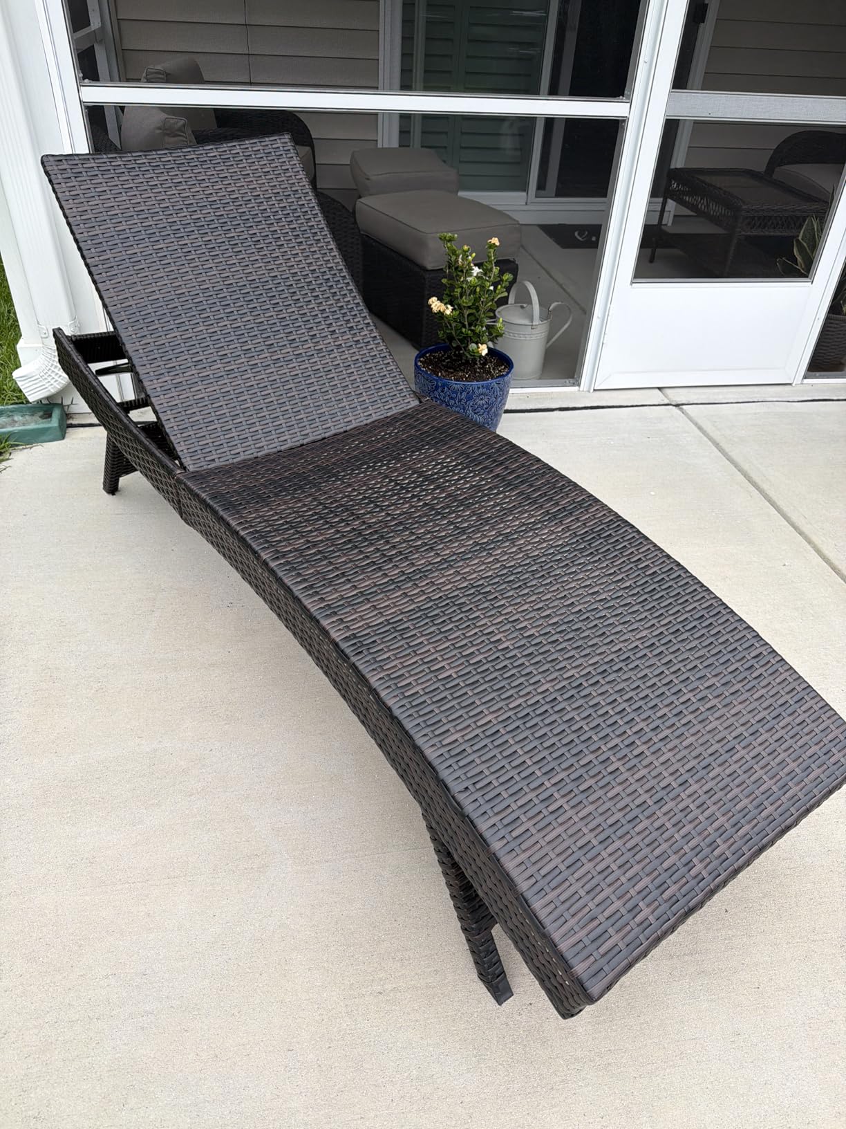 79'' Long Reclining Chaise Lounge Set (Set of 2), Outdoor Wicker Reclining Lounge Chair Patio Rattan Double Chaise Lounge Lawn Sunbathing Chairs Beach Pool Backrest Recliners customer photo 1