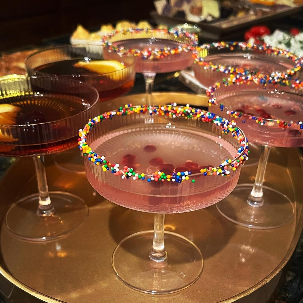 Vintage Art Deco Coupe Glasses | Set of 4 | 7 oz Classic Cocktail Glassware for Champagne, Martini, Manhattan, Cosmopolitan, Sidecar | Crystal Speakeasy Style Saucer Goblets with Stems customer photo 1