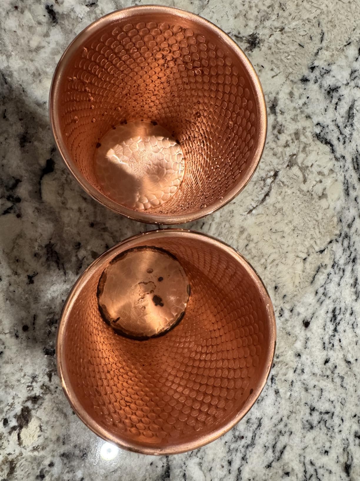 DEMMEX (Set of 2) 1mm Thickest Pure Copper Cups, Solid Unlined Uncoated Hammered Copper Water Moscow Mule Tumblers, Handmade, Large 18 Ounces customer photo 2