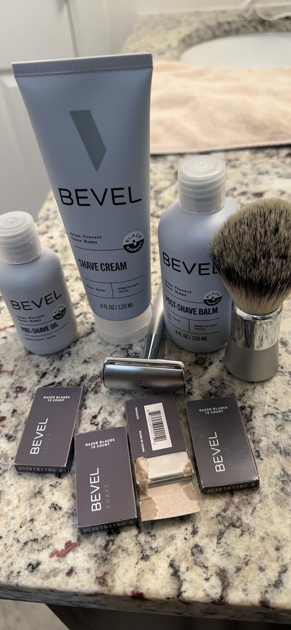 Bevel Shaving Kit for Men, Includes Safety Razor with 40 Replacement Blades, Luxury Shaving Brush, Pre Shave Oil, Shave Cream and Balm customer photo 1