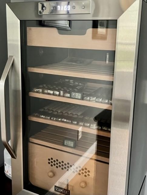SCHMECKE 400 Cigar Cooler Humidor with 3 in 1 Precise Cooling, Heating & Humidity Control, Stainless Steel Trim Finish Cabinet, Spanish Cedar Wood Shelves and Drawer with Built in Digital Hygrometer customer photo 1
