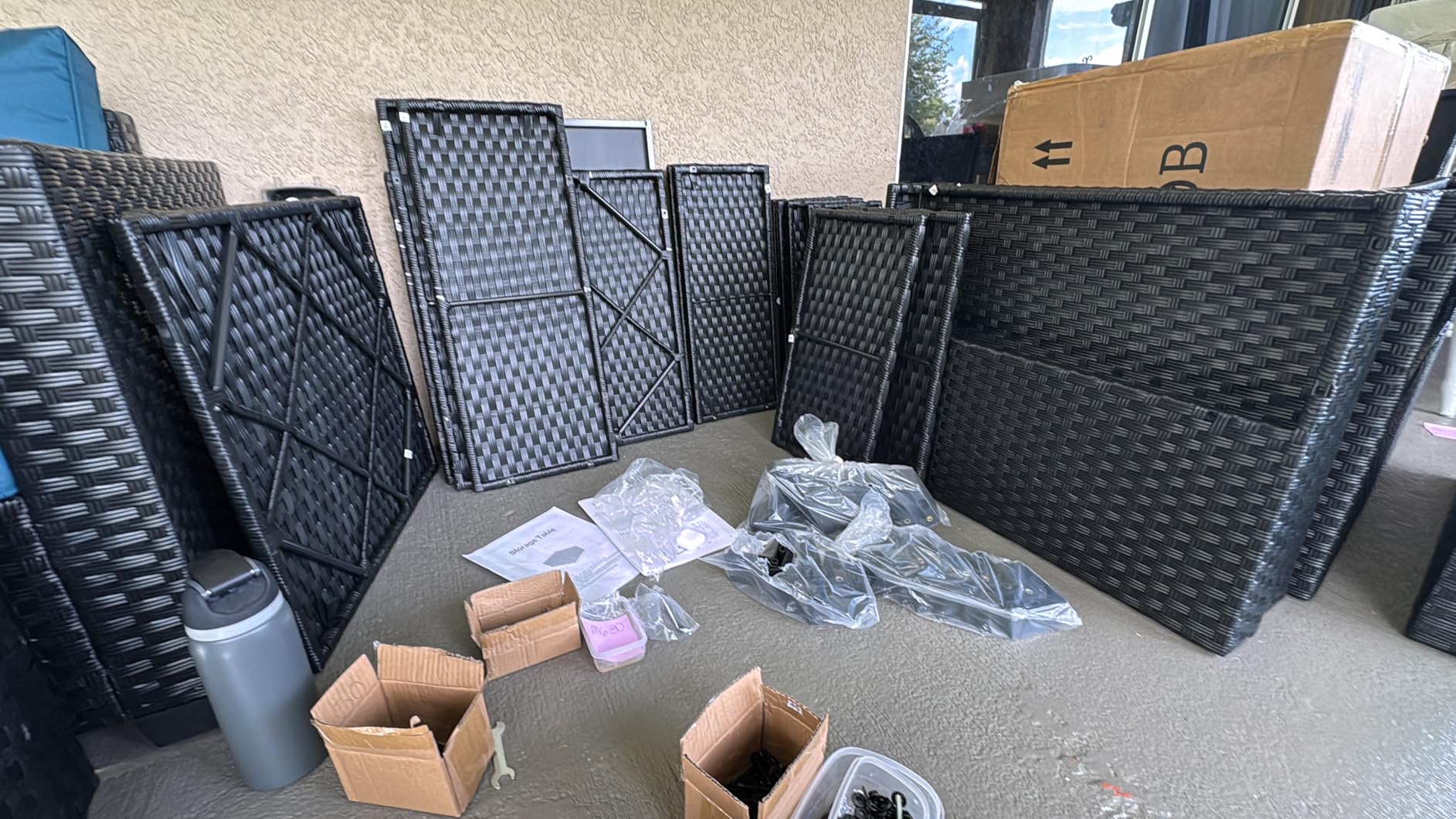 Rattaner Patio Wicker Furniture Set 6 Pieces Outdoor HDPE Wicker Conversation Couch Sectional Chair Sofa Set with Grey Cushions customer photo 2