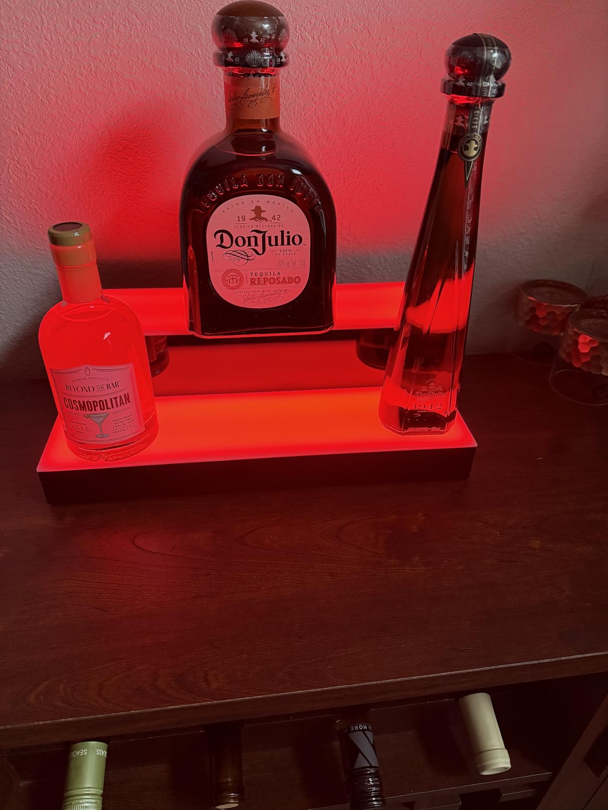 Boss Premium BarUSA LED Lighted Bar Shelf Display Liquor Bottle Alcohol Whiskey Shelves Rack Stand Tray Units for Home Bar Living Room Accessories and Decor - Designed in USA (3-Step, 16 Inch) customer photo 1