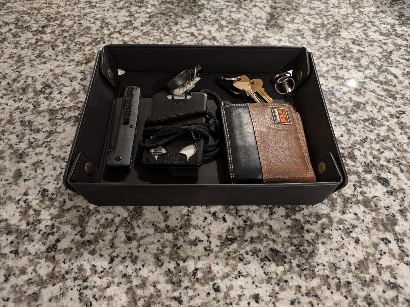 CASIRENA Faux Leather Valet Tray Organizer for Men - Catch-All Tray for Entryway Table Key, Wallet, Watch, Coin Change, Phone, Dresser EDC Dump Jewelry, Bedside Nightstand Desk-top Catchall customer photo 1