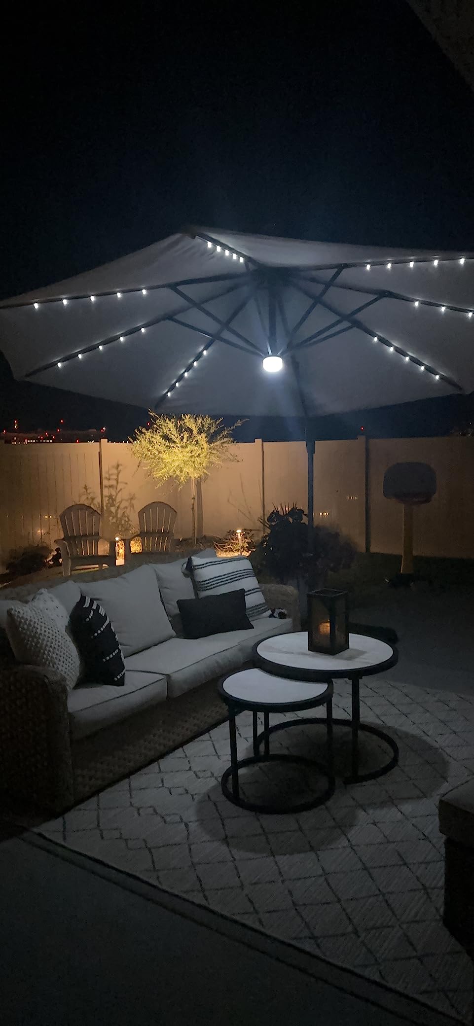 Best Choice Products 10ft Solar LED Cantilever Patio Umbrella, 360-Degree Rotation Hanging Offset Market Outdoor Sun Shade for Backyard, Deck, Poolside w/Lights, Easy Tilt, Cross Base - Tan customer photo 2