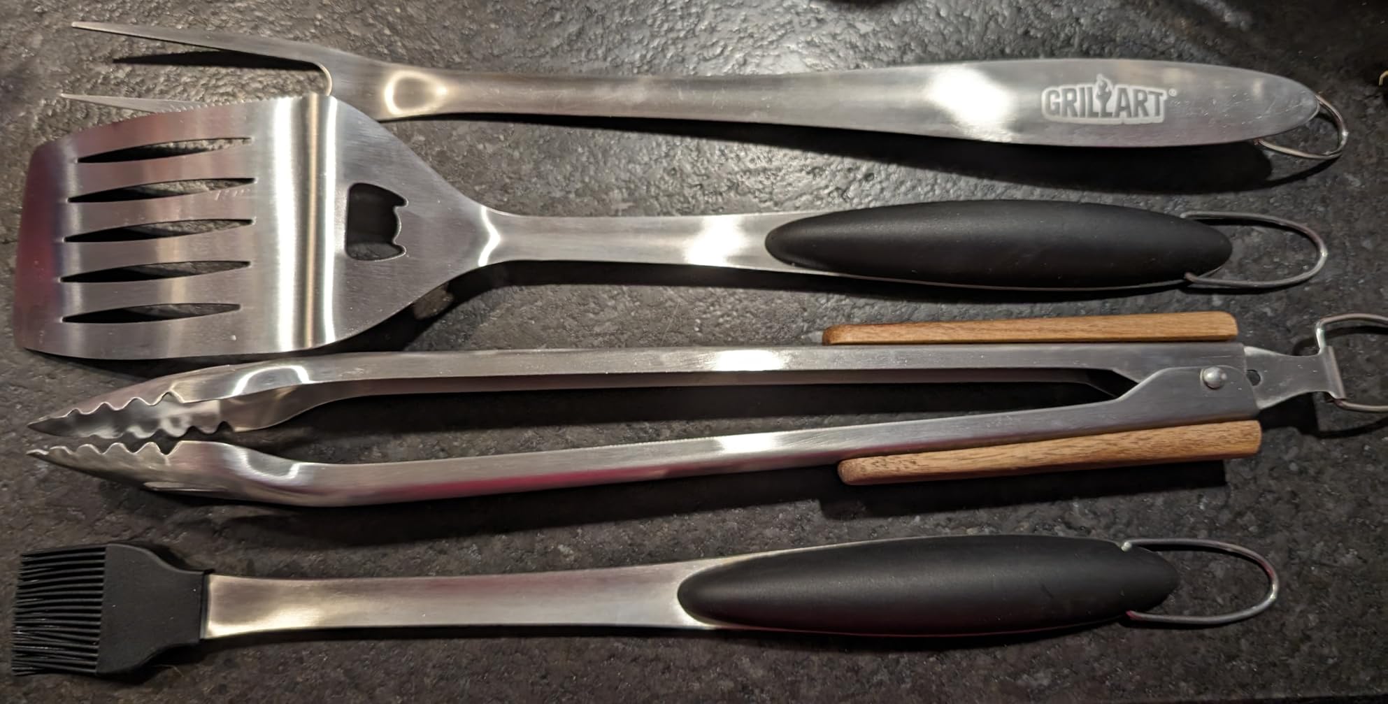 GRILLART BBQ Tools Grill Tools Set - 18 Inch Grilling Tools BBQ Set with Tongs, Spatula, Fork, Brush - Stainless Grill Kit customer photo 1
