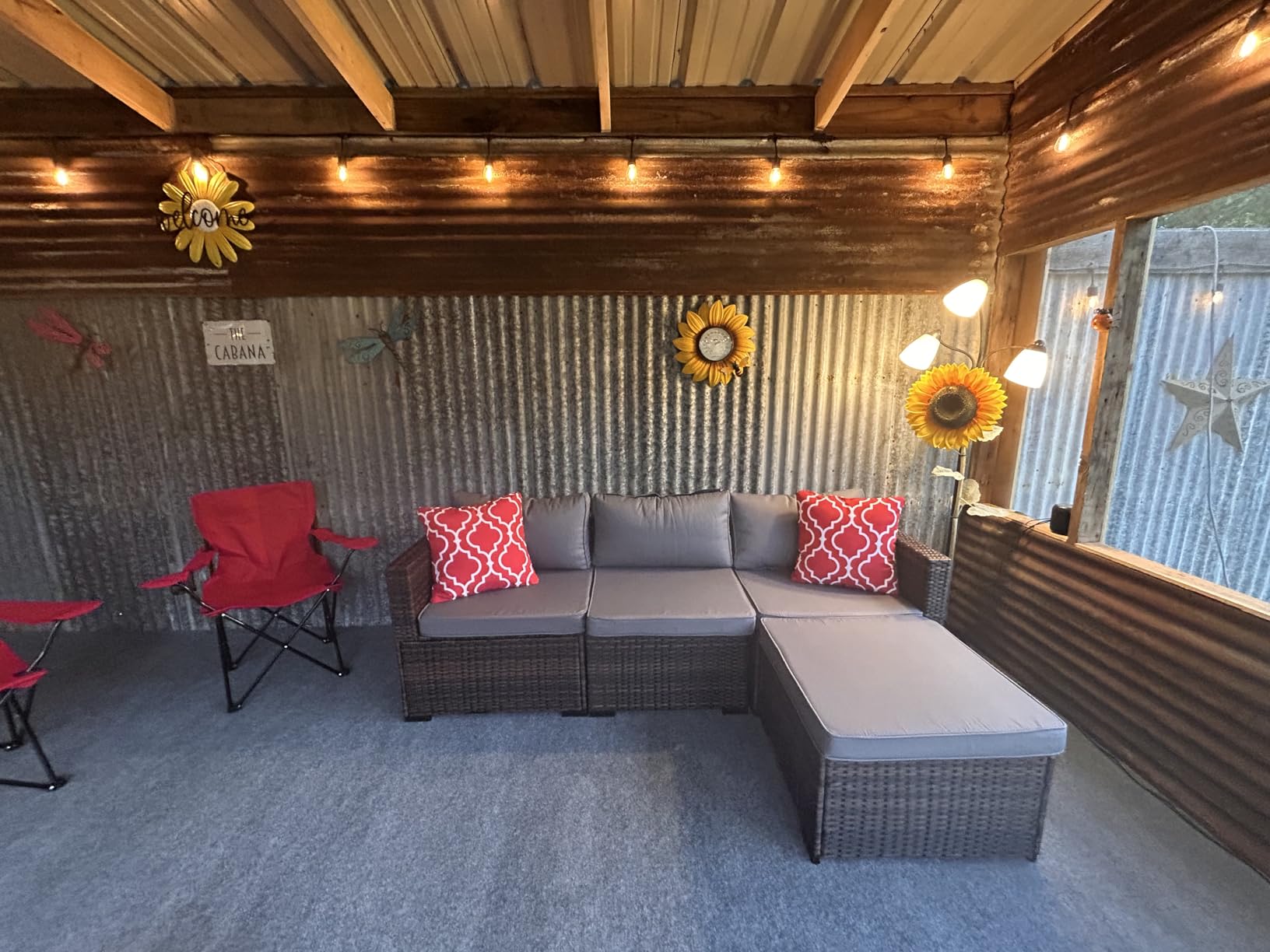 Aiho 5 Pieces Patio Furniture Set All-Weather Outdoor Wicker Sectional Patio Furniture with Cushion and Glass Table (Grey) customer photo 1