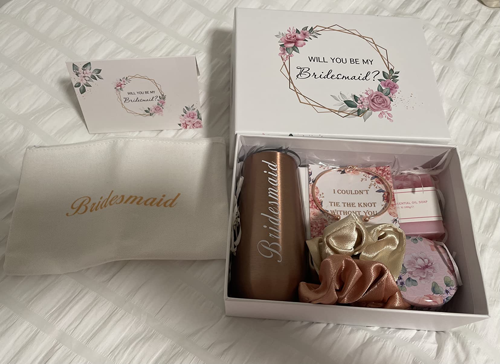 DHQH Bridesmaid Proposal Gifts Box Sets From Bride, Will You Be My Bridesmaid, 6 oz Bride Tribe Stainless Steel champagne glasses Bachelorette Party SPA Gifts Bridal Showers customer photo 2