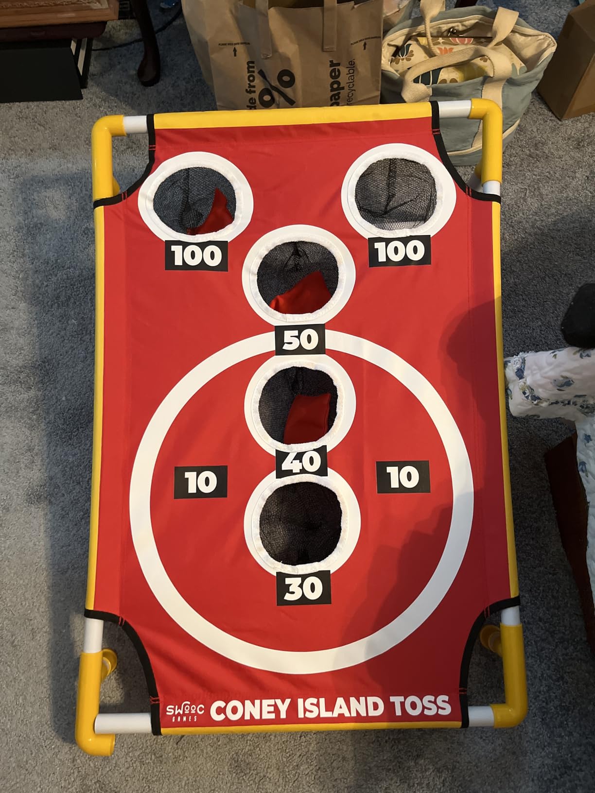 Swooc Games - Coney Island Toss - Arcade Style Cornhole Board Set w/Carrying Case & 15+ Games - Corn Hole Games for Adults - Kids Bean Bag Toss Game - Kids Cornhole Set w/Bags - Outdoor Yard Games customer photo 1