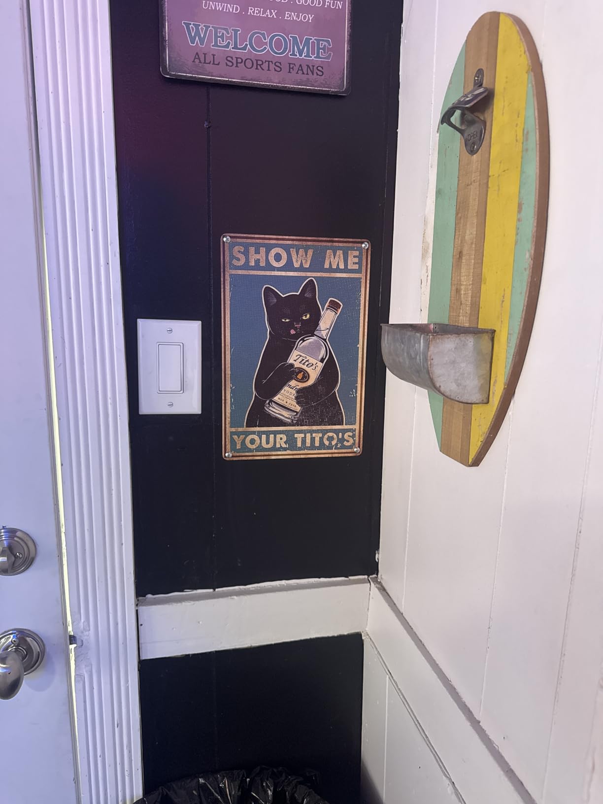 Funny Show Me Your Tito's Black Cat Poster Man Cave Sign Vintage Bar Sign Bar Wall Decor 12 x 8 Inch (098) customer photo 1