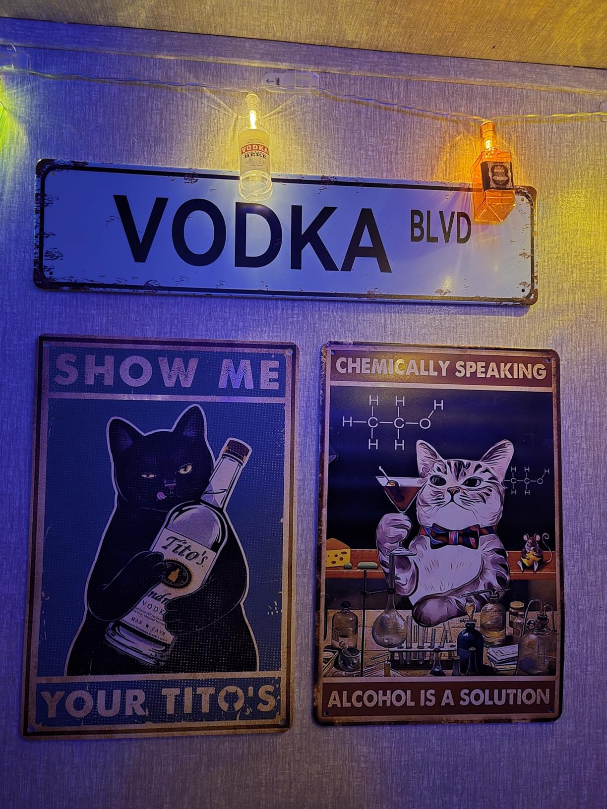 Funny Show Me Your Tito's Black Cat Poster Man Cave Sign Vintage Bar Sign Bar Wall Decor 12 x 8 Inch (098) customer photo 2