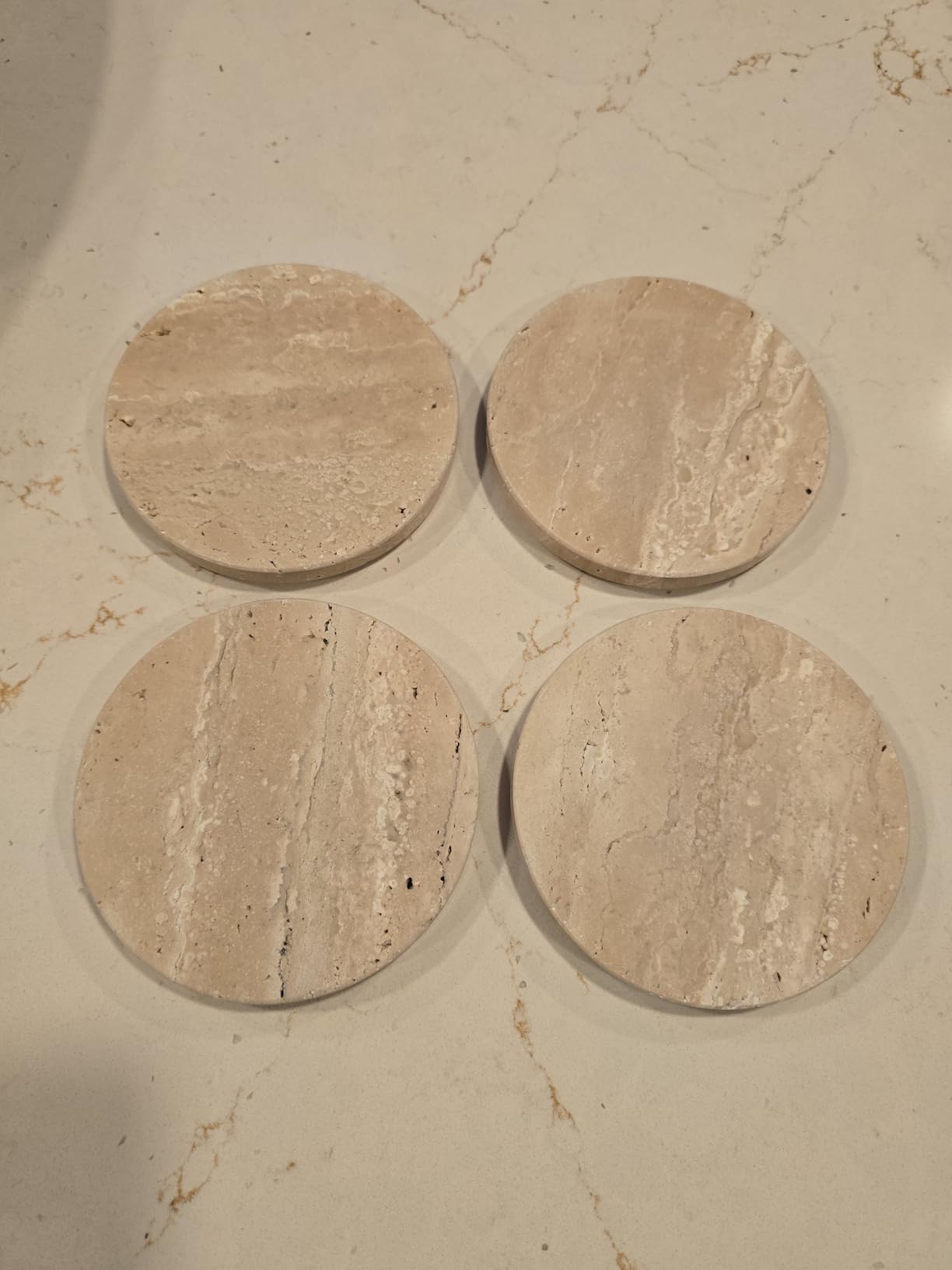 Natural Travertine Marble Coasters Set of 4-4