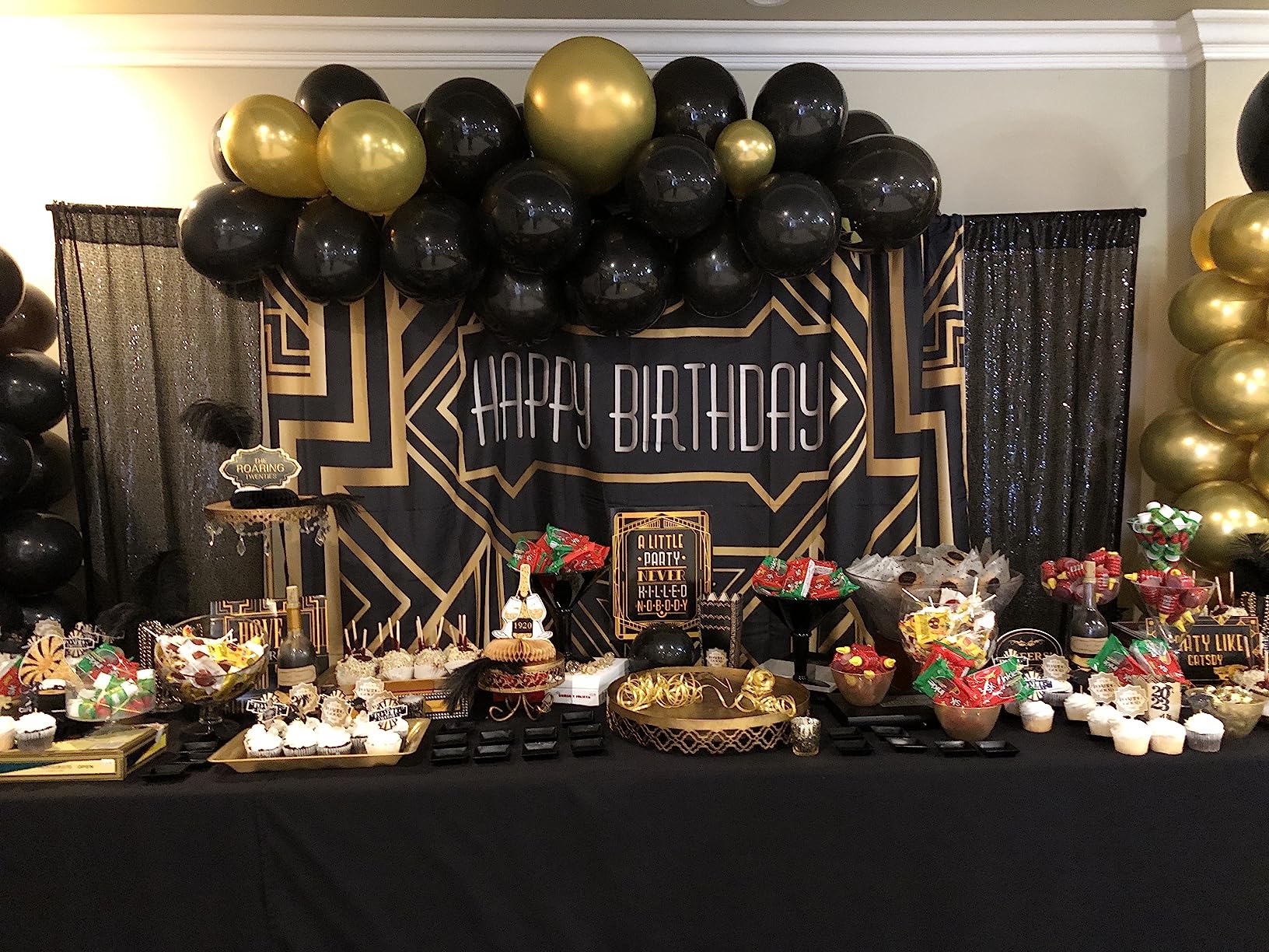 Epakh 10 Pcs Roaring 1920's Party Decorations Honeycomb Centerpiece Black and Gold Birthday Music Party Table for 1920s Birthday Speakeasy Vintage Flapper Wedding Party Supplies customer photo 2
