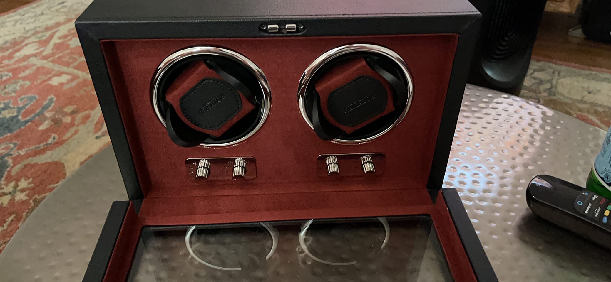 ROTHWELL Double Watch Winder for Automatic Watches with Quiet Motor, Multiple Speeds and Rotation Settings (Black/Grey) customer photo 1