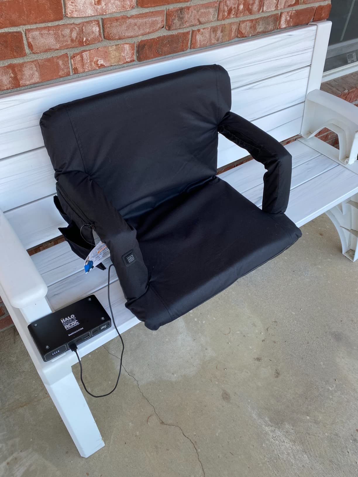 Alpcour Heated Reclining Stadium Seat for Bleachers - Wide Bleacher Chair with Back Support and Cushion, Armrests, Side Pockets, & Hook - Stadium Seats Chairs for Camping, Kayak, Paddle Board & More customer photo 2
