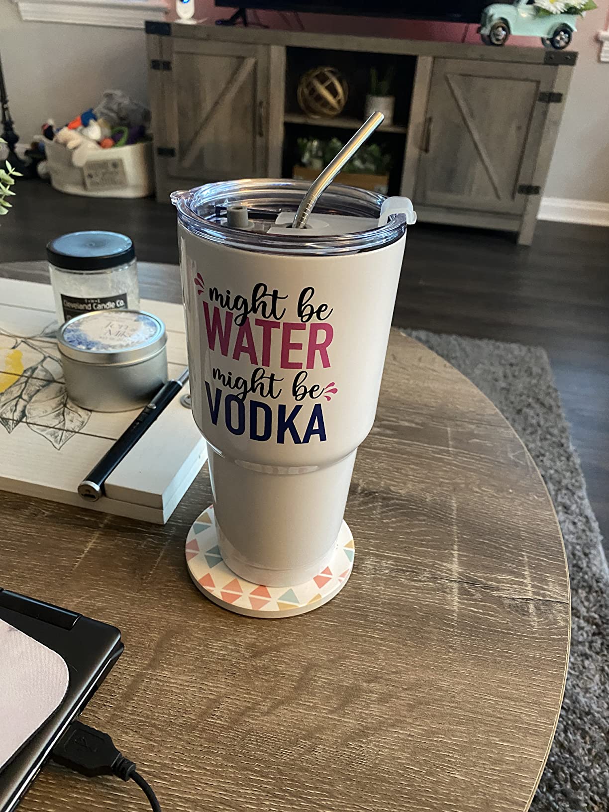 Funny Might Be Vodka Tumbler 30oz, Fun and Unique Presents for Drinkers, Adult Humor Cups, Drinking Themed Gag Gifts for Men and Women, Ideal Present Picks for Her Birthday, Christmas, Gift Ready customer photo 2