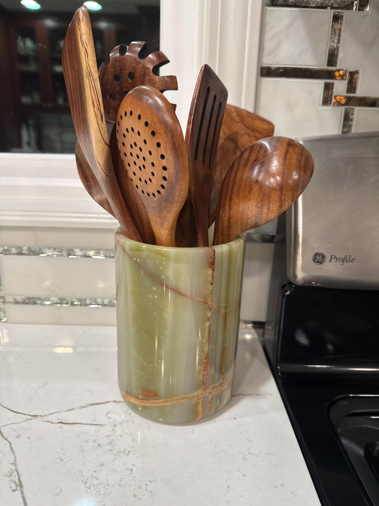 Champagne & Wine Cooler Bucket with Polished Interior - Non-Slip Scratch-Proof Pad, Marble Utensil Holder for Kitchen, Bar & Housewarming Gifts (Fossil Grey) customer photo 2