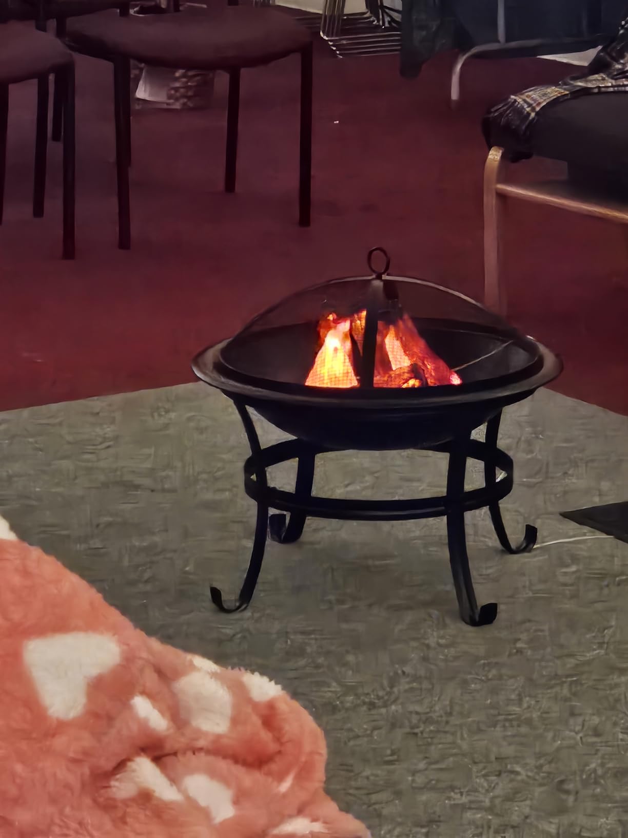 Gas One 22 in Outdoor Wood Burning Fire Pit with Mesh Lid and Fire Picker customer photo 1