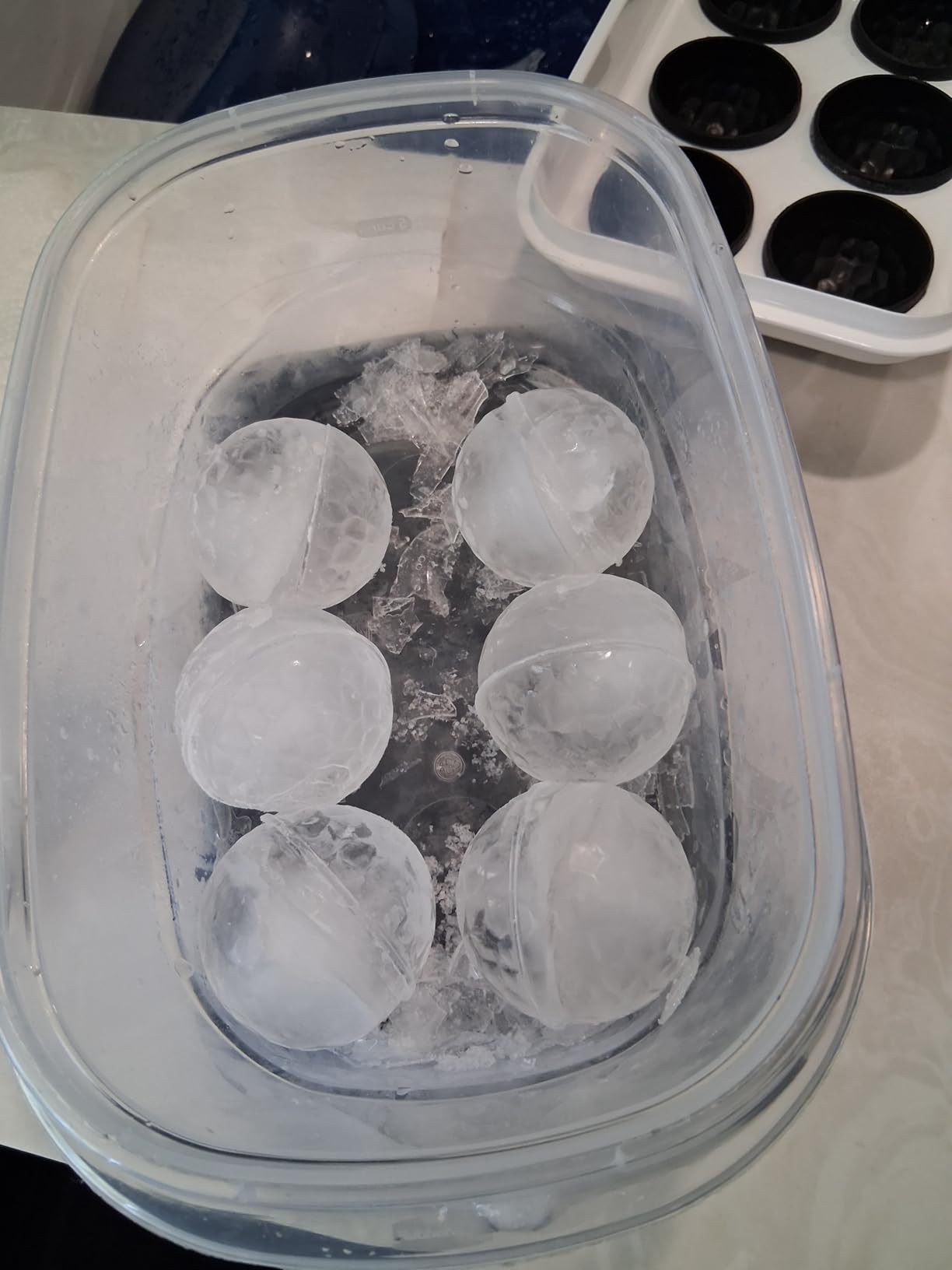 Round Ice Cube Mold with Lid - 2.2 Inch Sphere Ice Ball Maker, Large Whiskey Ice Cubes Mold with Easy Release, Reusable Silicone & Plastic Tray for Bourbon, Scotch, Brandy, Cocktails, Gift customer photo 2