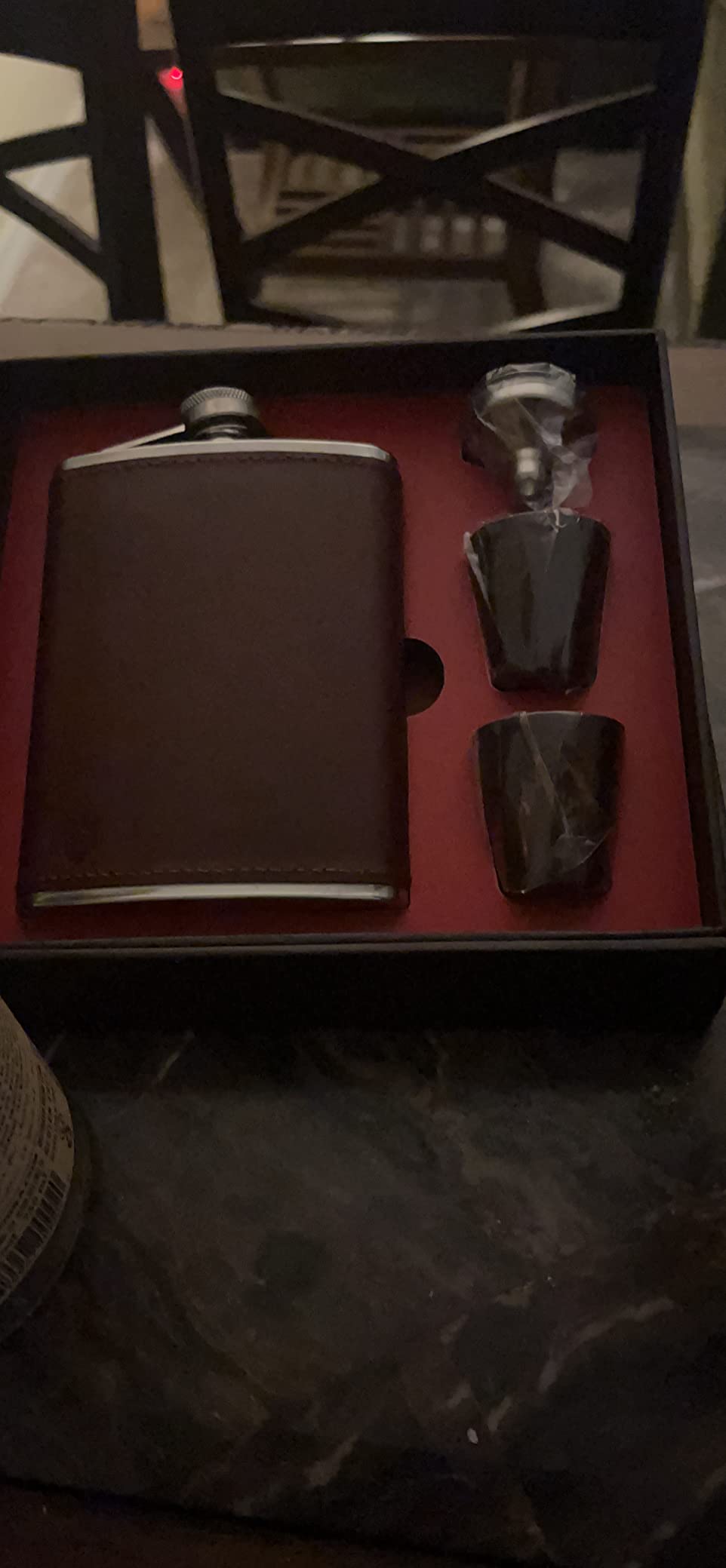 Men's Leather Flask (Brown) with 2 Cups and Funnel - 100% Leak Proof with Stainless Steel and Premium Leather, Gift Set for Father, Grandfather, Boyfriend, and Groomsmen customer photo 1