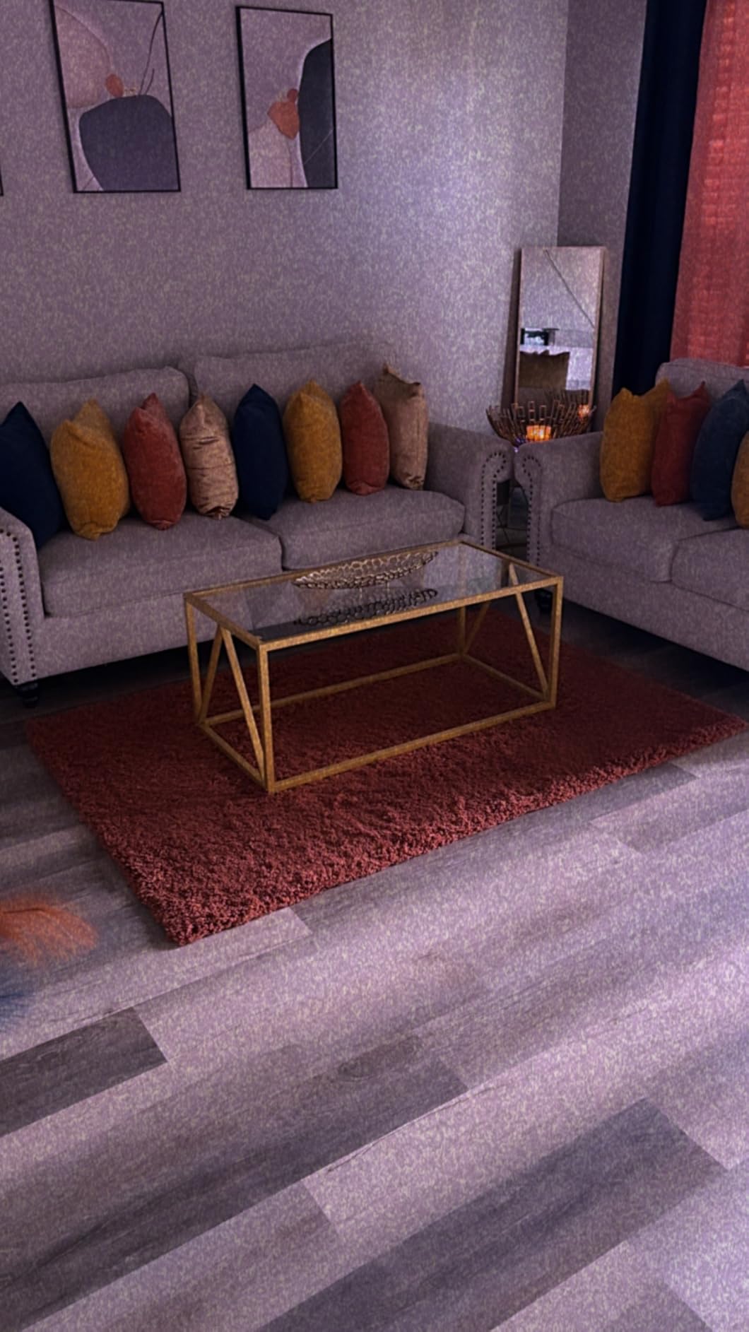 HOOBRO Glass Coffee Table, Gold Coffee Tables for Living Room, Gold Glass Coffee Table, 1 Layer Center Table, Modern, for Apartment, Office, 39.4 x 19.7 x 17.7 Inches, Easy Assembly, Golden customer photo 2