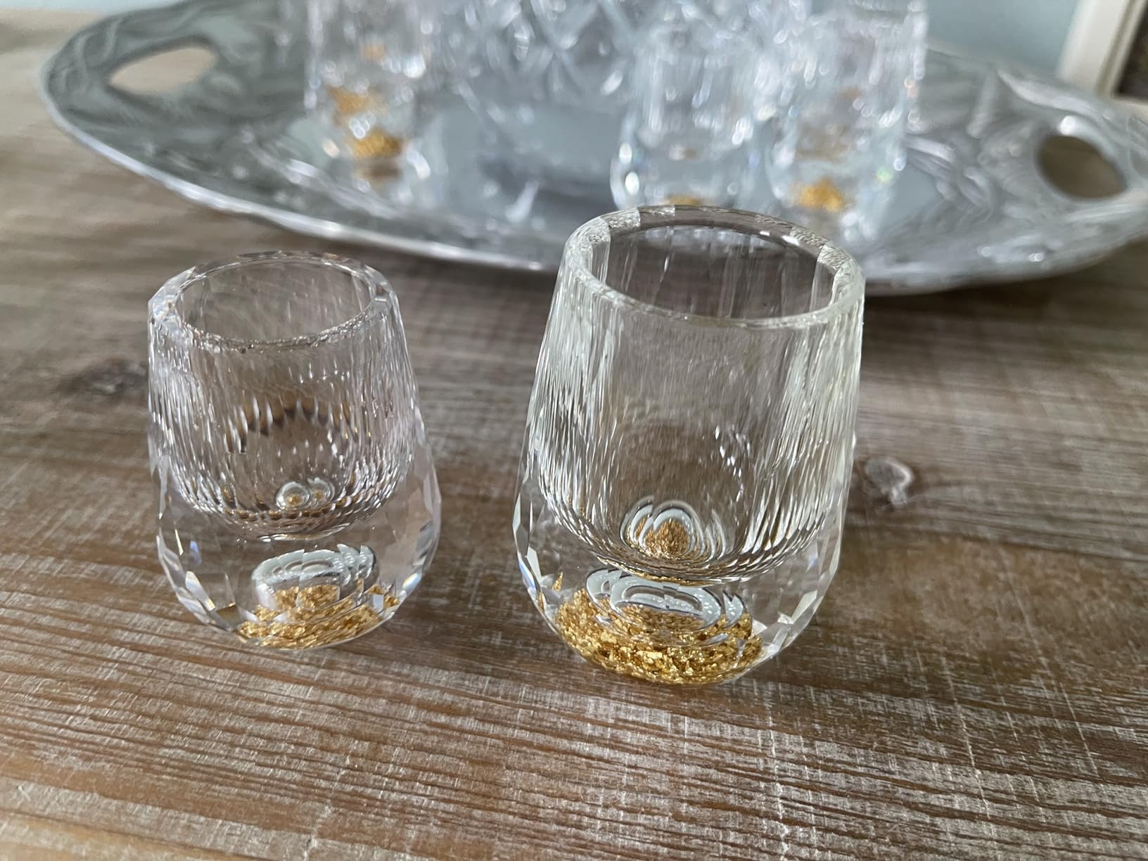 DUJUST Diamond Shot Glasses (1.5oz), Crystal Shot Glass Set Decorated with 24K Gold Leaf Flakes, Luxury & Cute Shot Cups, BPA-Free & Lead-Free - 6 pcs customer photo 2
