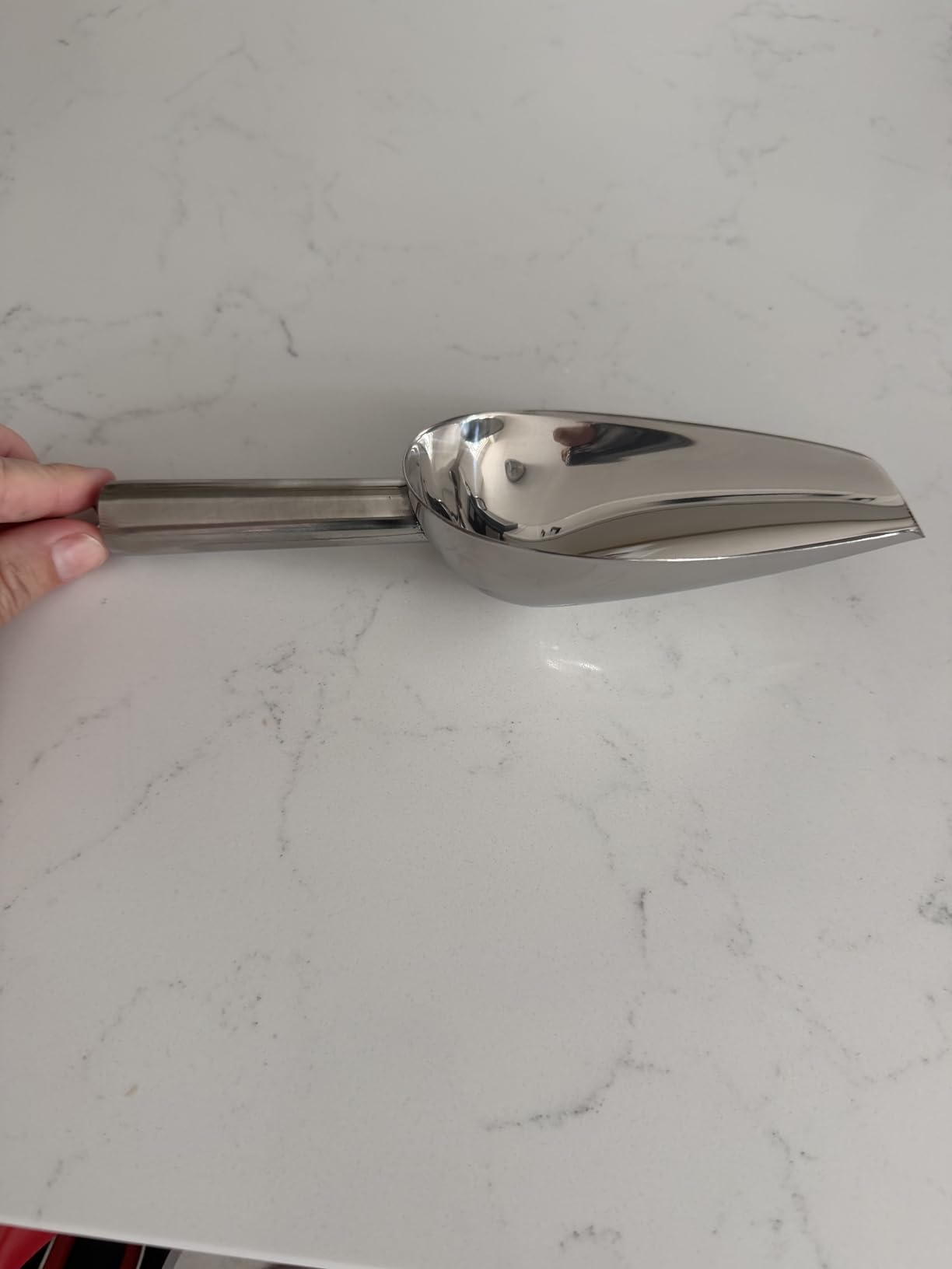 Metal Ice Scoop 6 Oz, Kitchen Ice Scooper for Ice Maker, Small Food Scoops for Bar Party Wedding Pet Dog Food, Stainless Steel Silver customer photo 1
