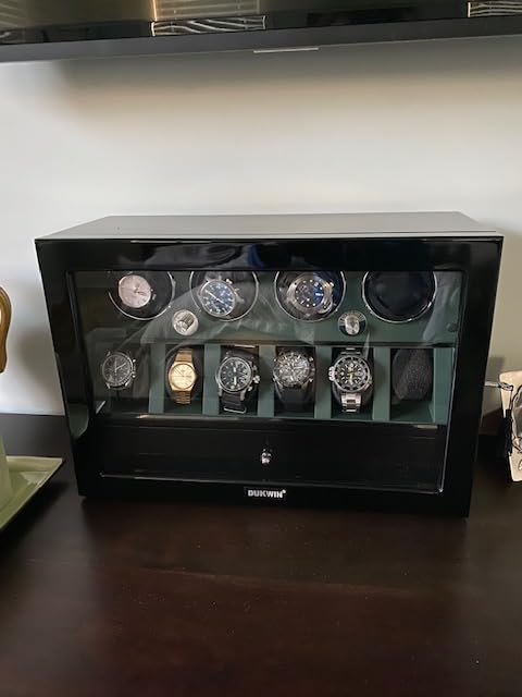 Watch Winder for 4/6/8 Automatic Watches, Lockable Winders with Watch Holders and Jewelry Storage, Super Quiet Motor with High-Gloss Finish, Built-in Illumination customer photo 2