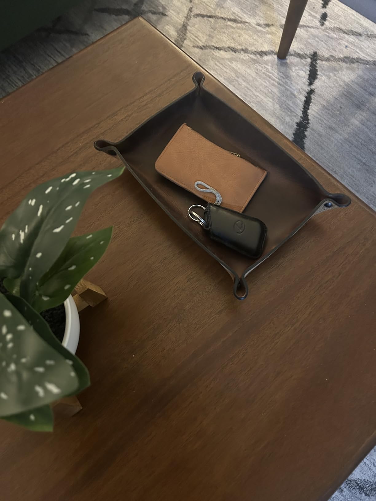 Main Street Forge Leather Valet Tray for Men - Rustic EDC Organizer for Keys, Phone & Wallet - Made in USA - Bootlegger Brown customer photo 2