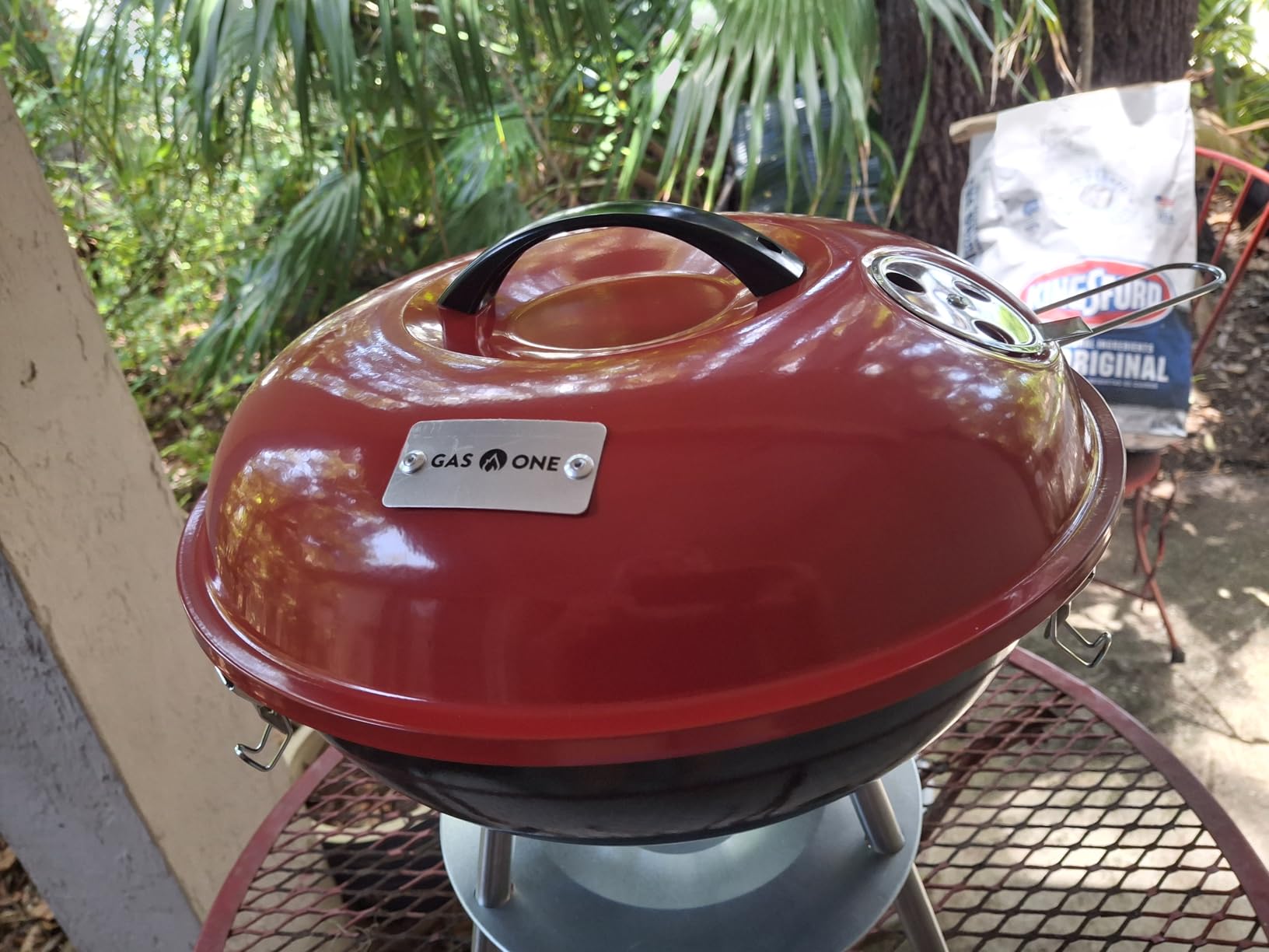 Gas One – 14-inch Portable Barbecue Grill with 3-Point Locking Lid for Heat Preservation – Dual Venting System – Small Charcoal Grill for Backyard, Camping, Boat customer photo 1