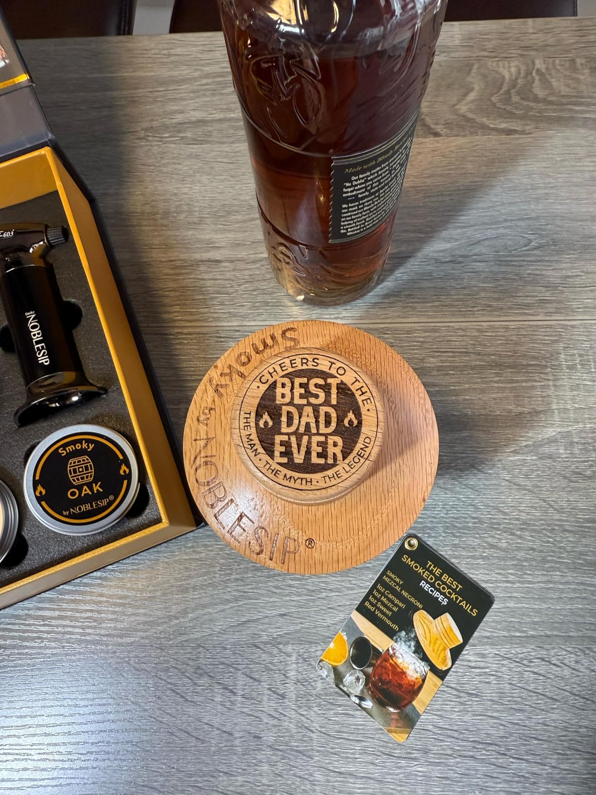 NOBLESIP Whiskey Bourbon Smoker Kit PREMIUM Smoky bar Set. Made from American Oak Natural Wood. Easily Make the Legendary Smoked Cocktails and Old fashioneds at Home. Whisky Men Gift customer photo 1