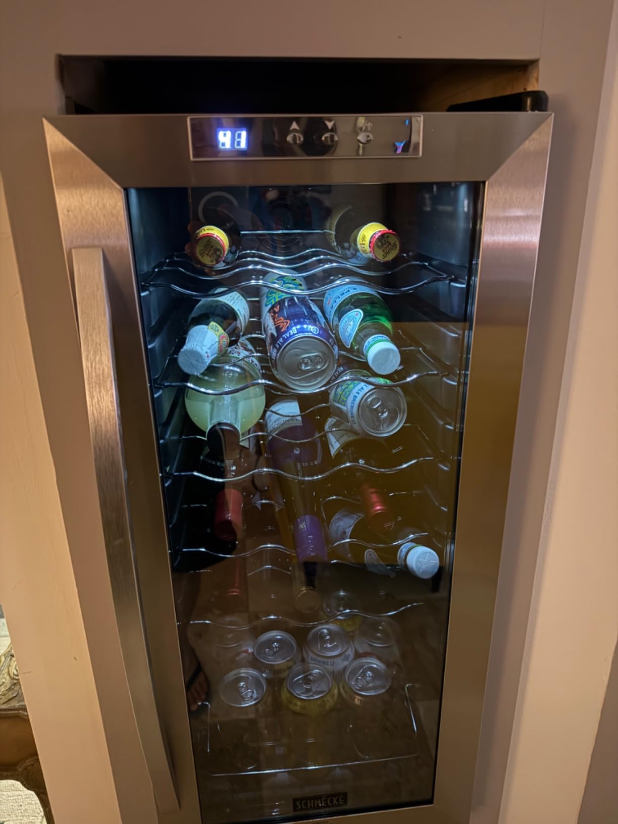 SCHMECKE 33 Bottle Dual Zone Wine Cooler Refrigerator w/Lock - Large Freestanding Wine Cellar For Red, White, Champagne & Sparkling Wine - 41-64F Digital Temperature Control Stainless Steel customer photo 2
