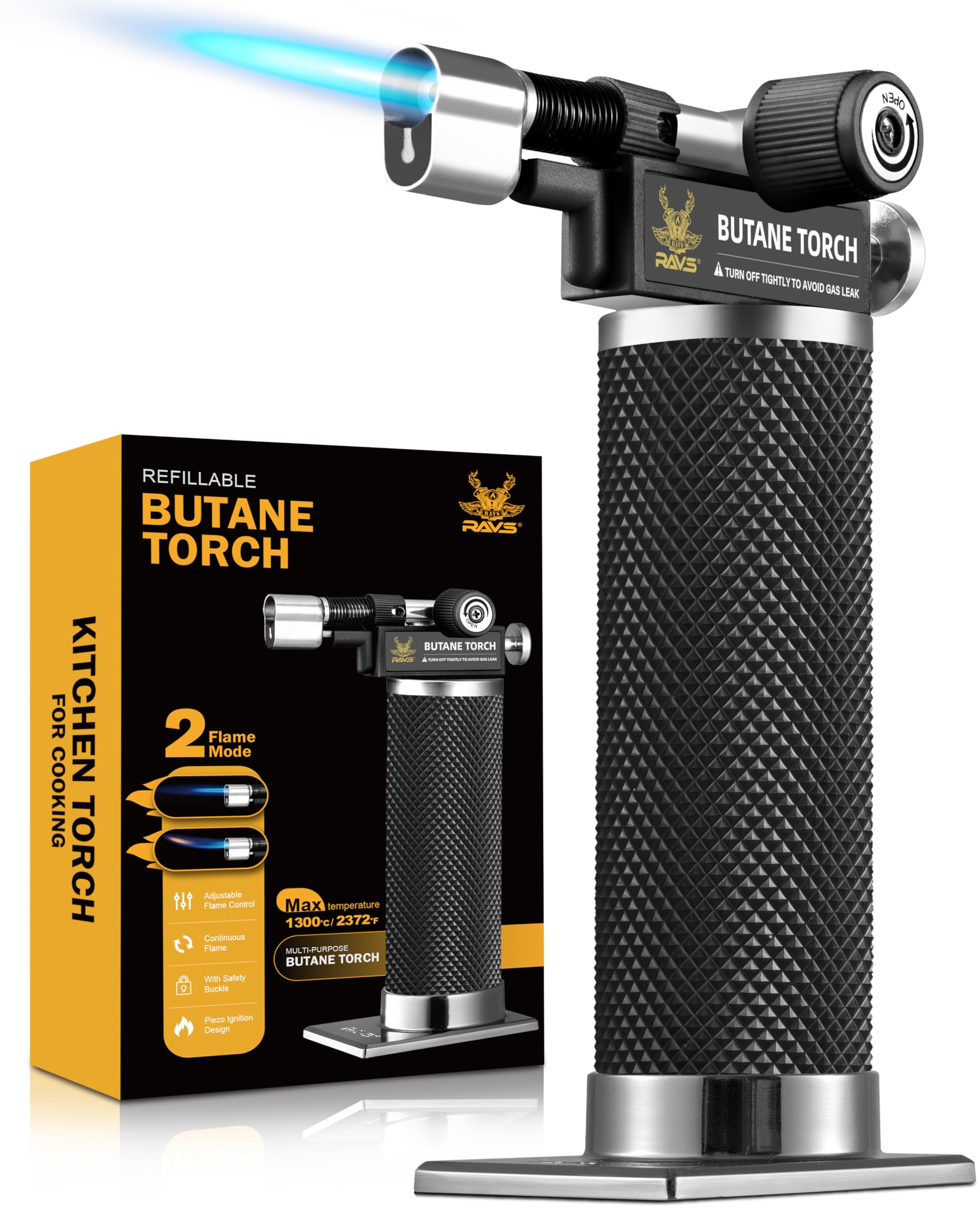 RAVS Butane Torch Lighter, DUAL Flame Mode Kitchen Torch, Refillable Cooking Torch Gun, Creme Brulee Torch Lighter, Blow Torch for Cooking, Welding, Mini Torch Soldering Torch (Butane Not Included) customer photo 1