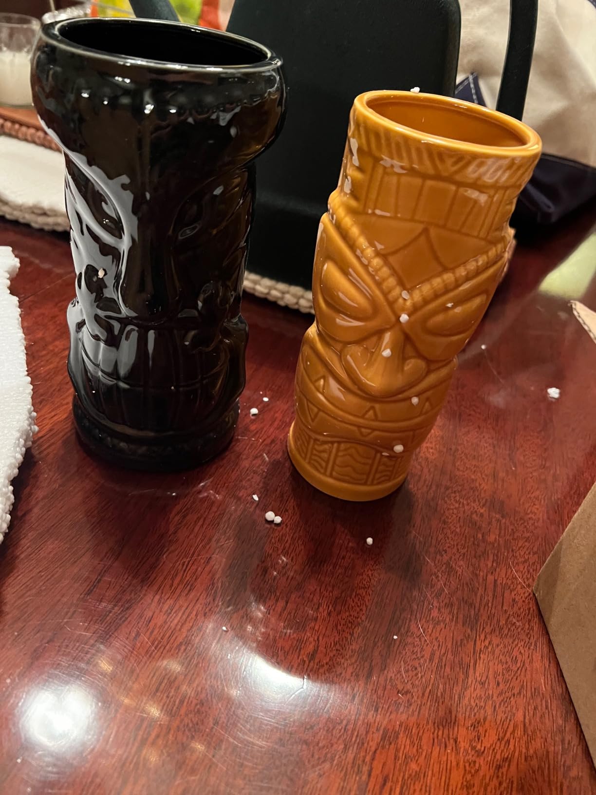 Peohud 4 Pack Ceramic Tiki Mugs, Hawaiian Party Mugs, 20/18/16 Oz Exotic Cocktail Glasses, Tiki Drinking Tumbler Cups for Mai Tai, Pina Colada, Tiki Bar Professional Barware customer photo 2