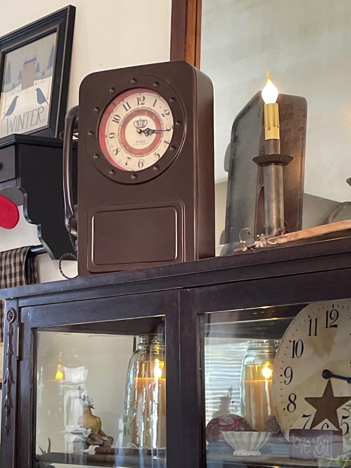Abdurey Retro Old Telephone Wall Clock with Hidden Safe, Battery Operated Quartz Metal Wall Clocks, Large Rectangular Vintage Decor Clocks, for Farmhouse, Living Room(16