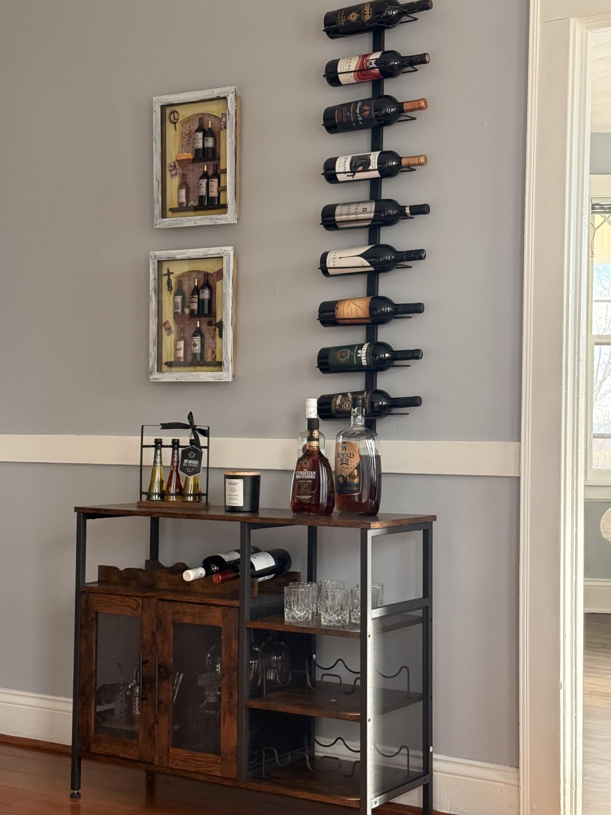 X-cosrack Wine Bar Rack Cabinet with Detachable Wine Rack, Coffee Bar Cabinet with Mesh Door customer photo 1