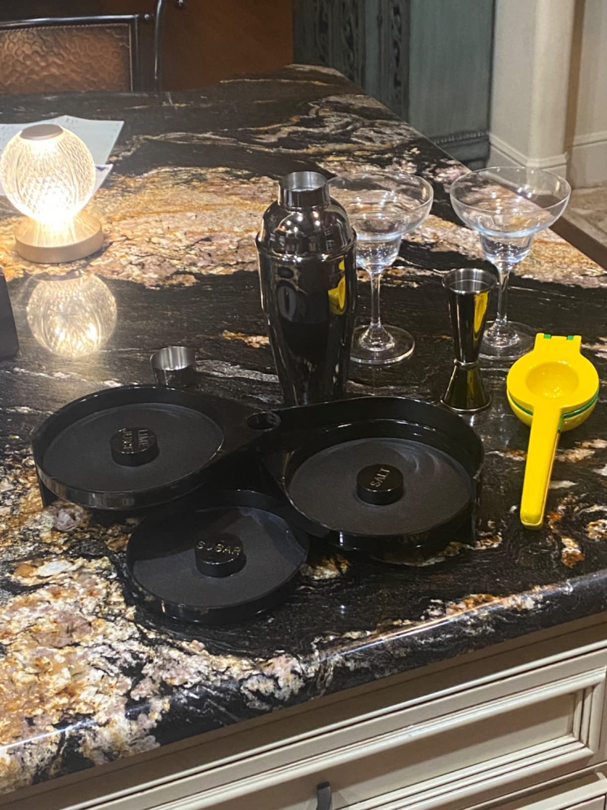 Margarita Kit - Set of 2 Margarita Glasses (8.5oz), 3-Tier Salt Rimmer, Stainless Cocktail Shaker & Jigger, Coasters, Cocktails Cards, Citrus Squeezer and More - Margarita Kit Gift Set customer photo 1